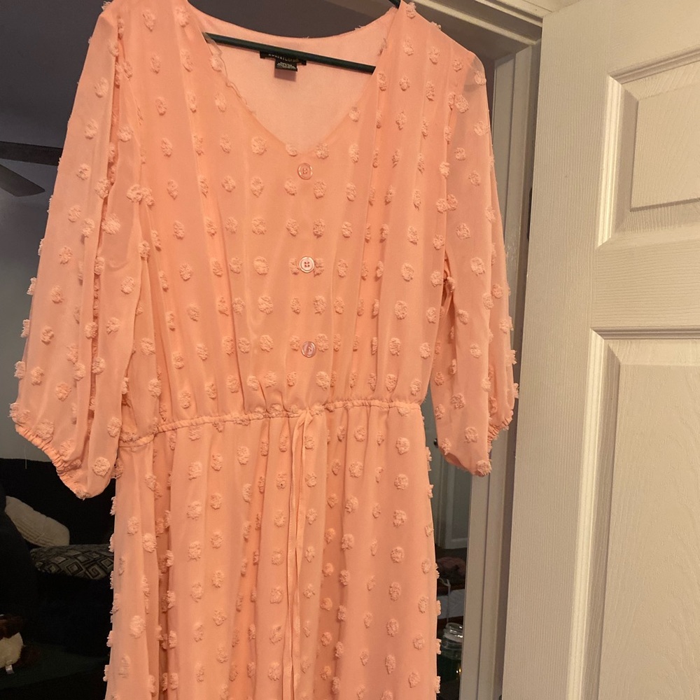 Baby Pink Textured Dot Dress